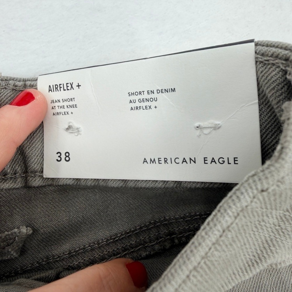 American Eagle AirFlex+ Gray Distressed Jean Shorts 38 NWT - Picture 6 of 13